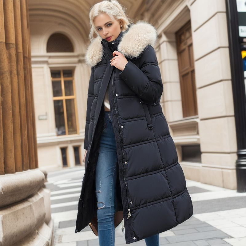 Manteau long matelassé avec col en fourrure - Meliora