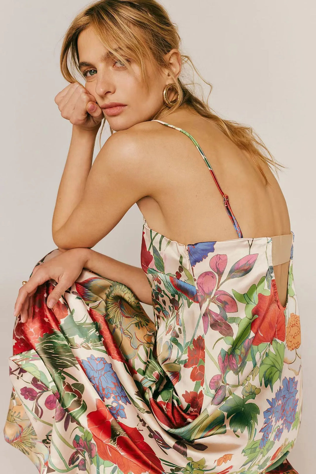 Robe longue pour femme, imprimé floral, taille haute, coupe A-line - Althea