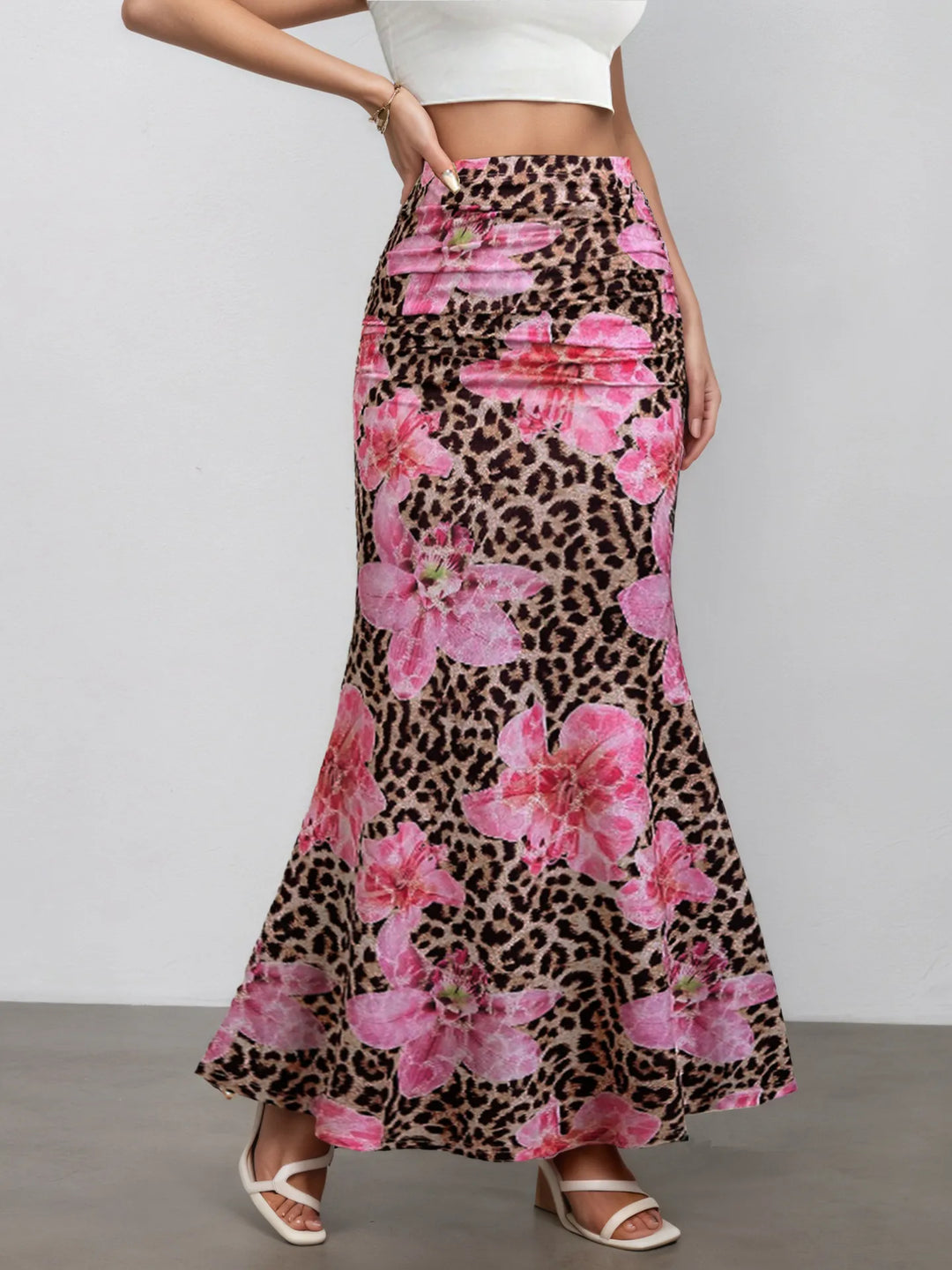 Jupe longue à imprimé floral et animalier pour femme - Elira