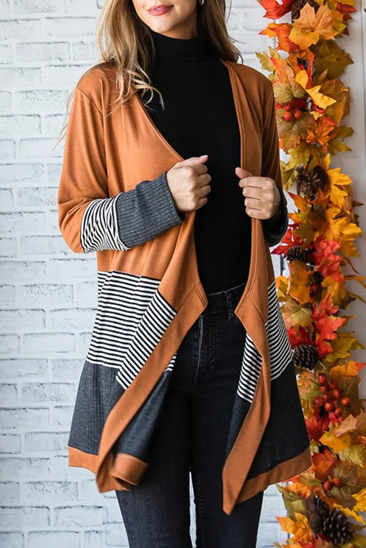 Jenna - Cardigan Rayé à Panneaux de Couleurs