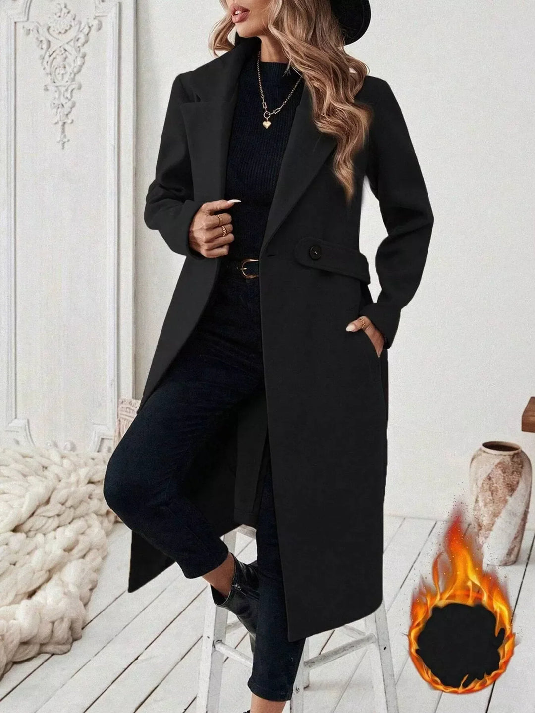 Manteau croisé en laine structurée pour femme - Aurenne