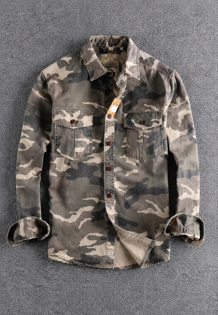 Chemise camouflage pour homme à manches longues avec poche poitrine - Orsen