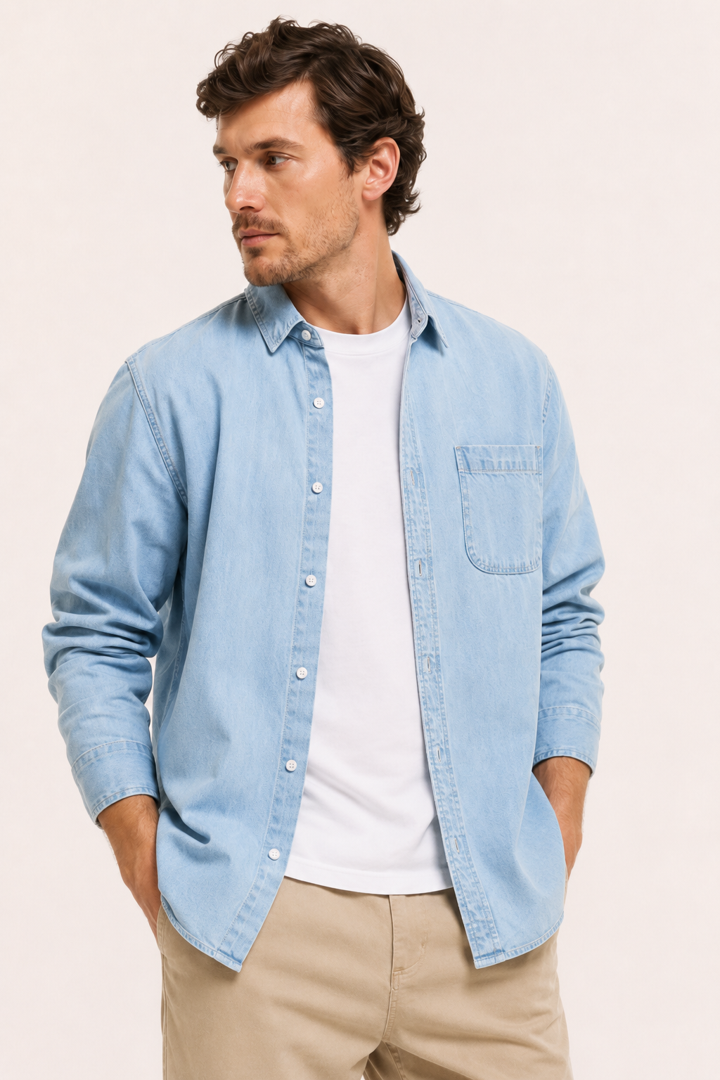 Chemise en jean pour homme à manches longues avec poche - Joren