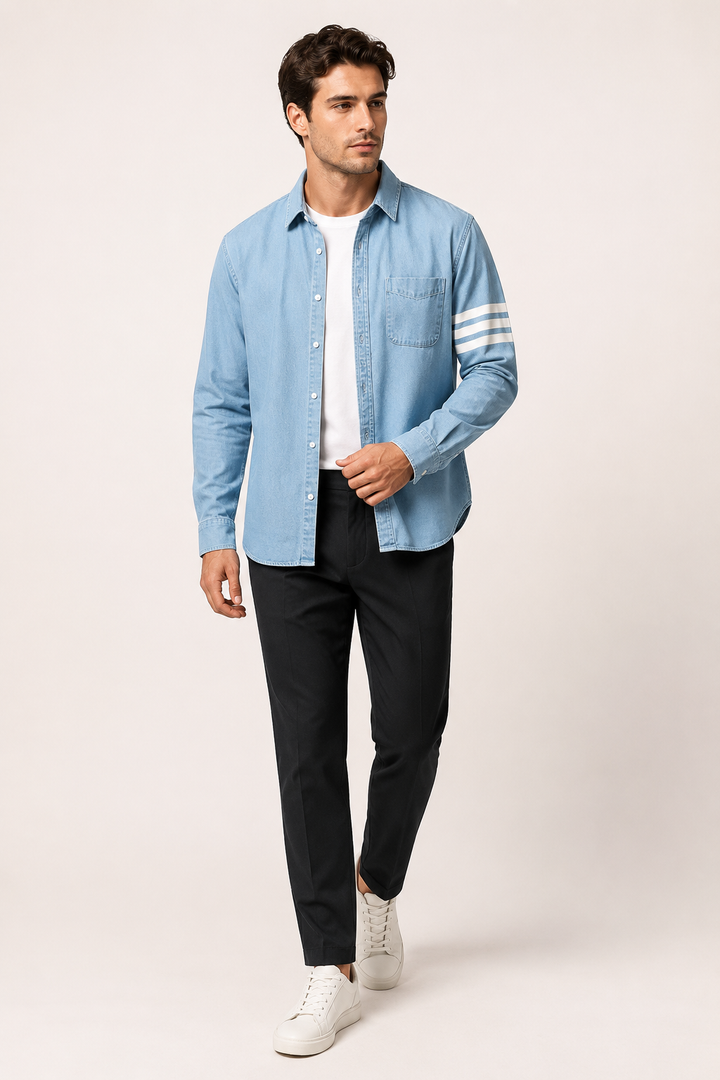 Chemise en jean pour homme à manches longues avec poche - Lennart