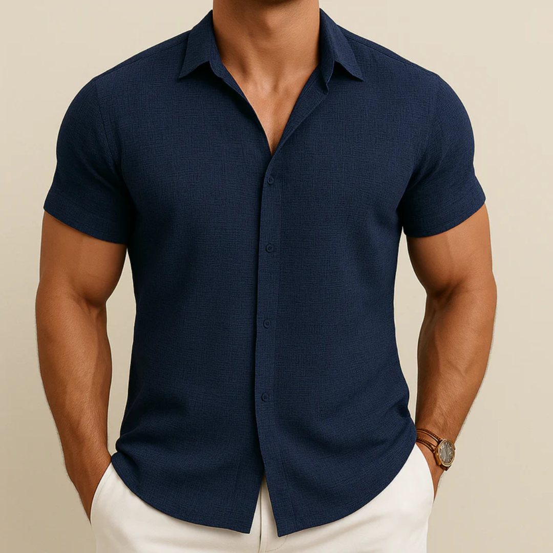 Chemise homme à manches courtes, unie, coupe slim - Bertram