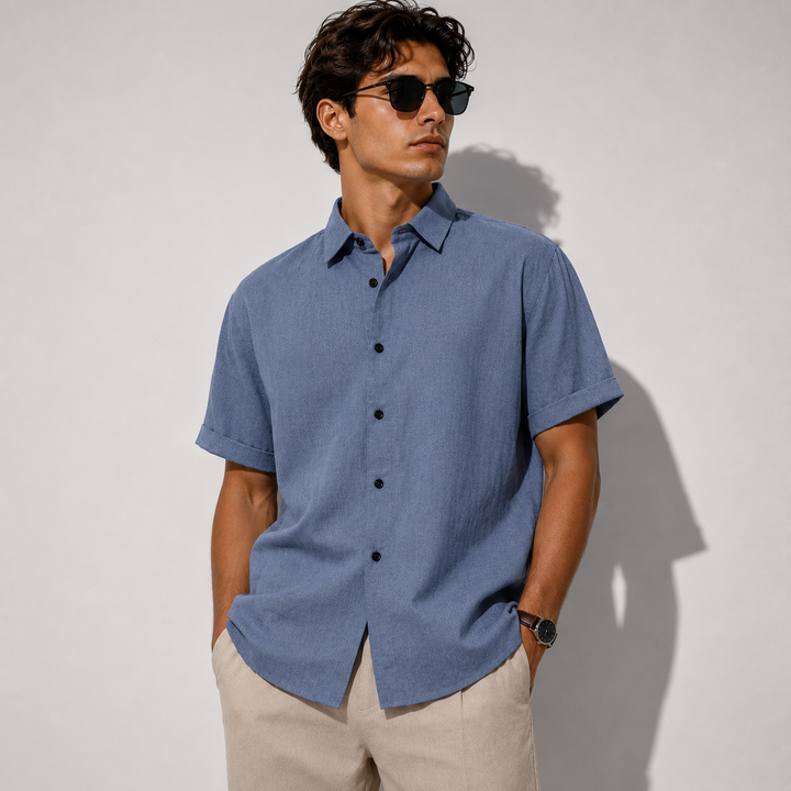 Chemise homme à manches courtes, unie, coupe slim - Bertram