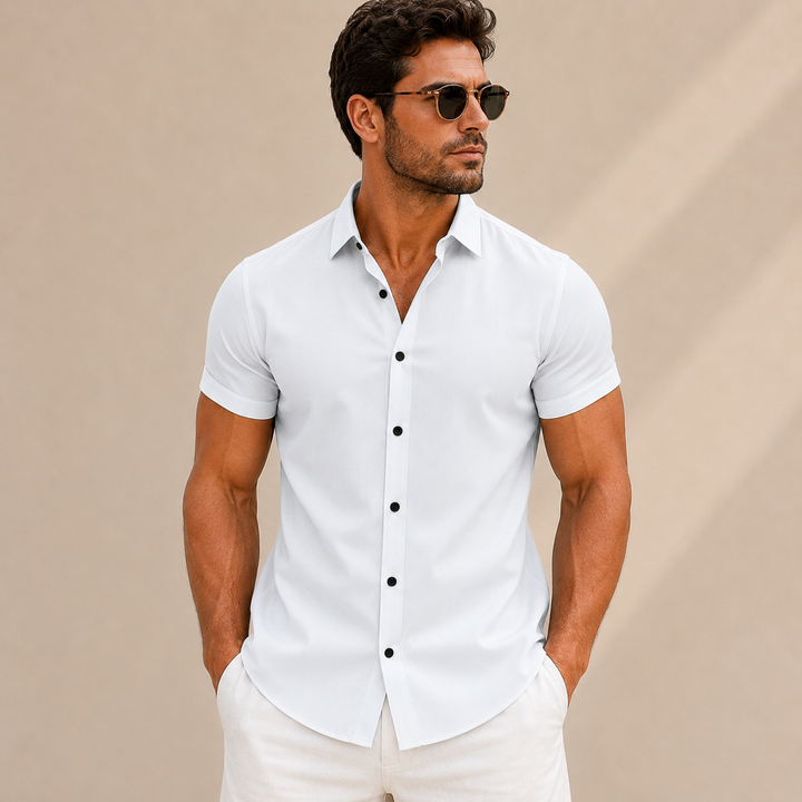 Chemise homme à manches courtes, unie, coupe slim - Bertram