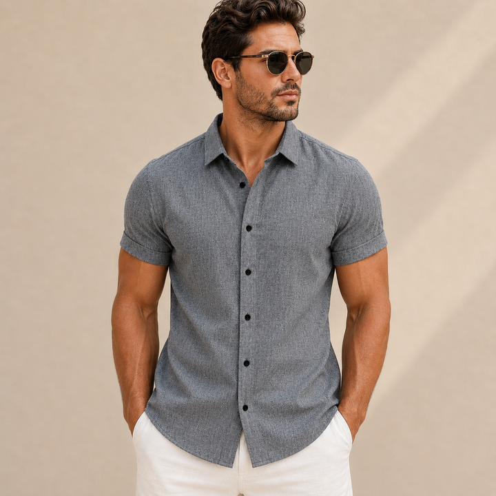 Chemise homme à manches courtes, unie, coupe slim - Bertram