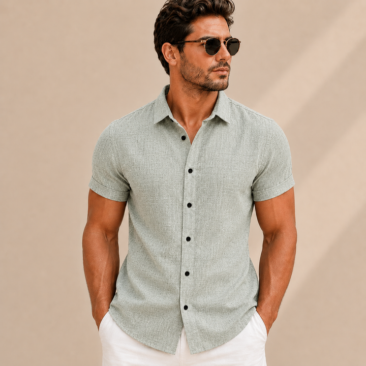 Chemise homme à manches courtes, unie, coupe slim - Bertram