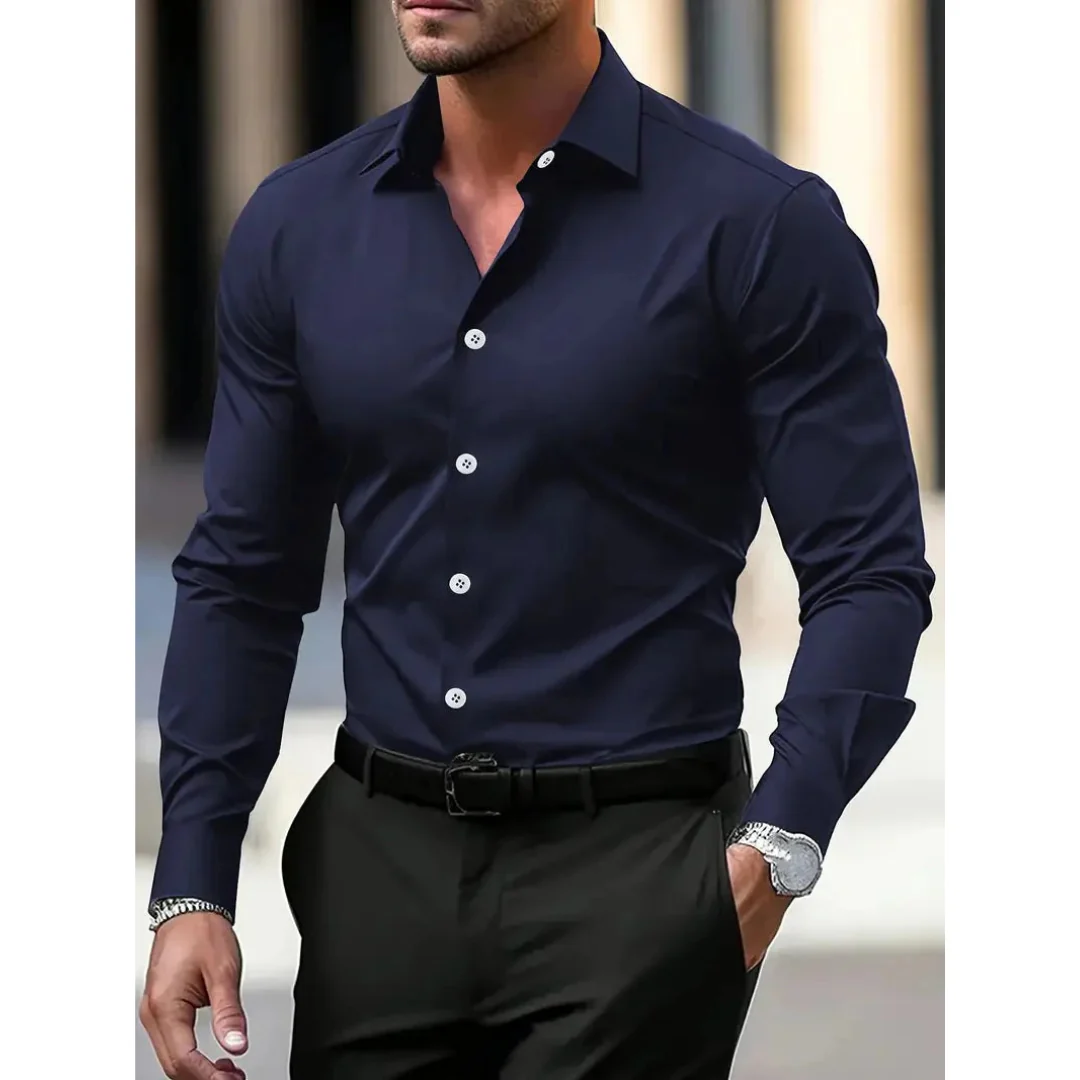 Chemise homme à manches longues, coupe slim, col classique - Heinrich