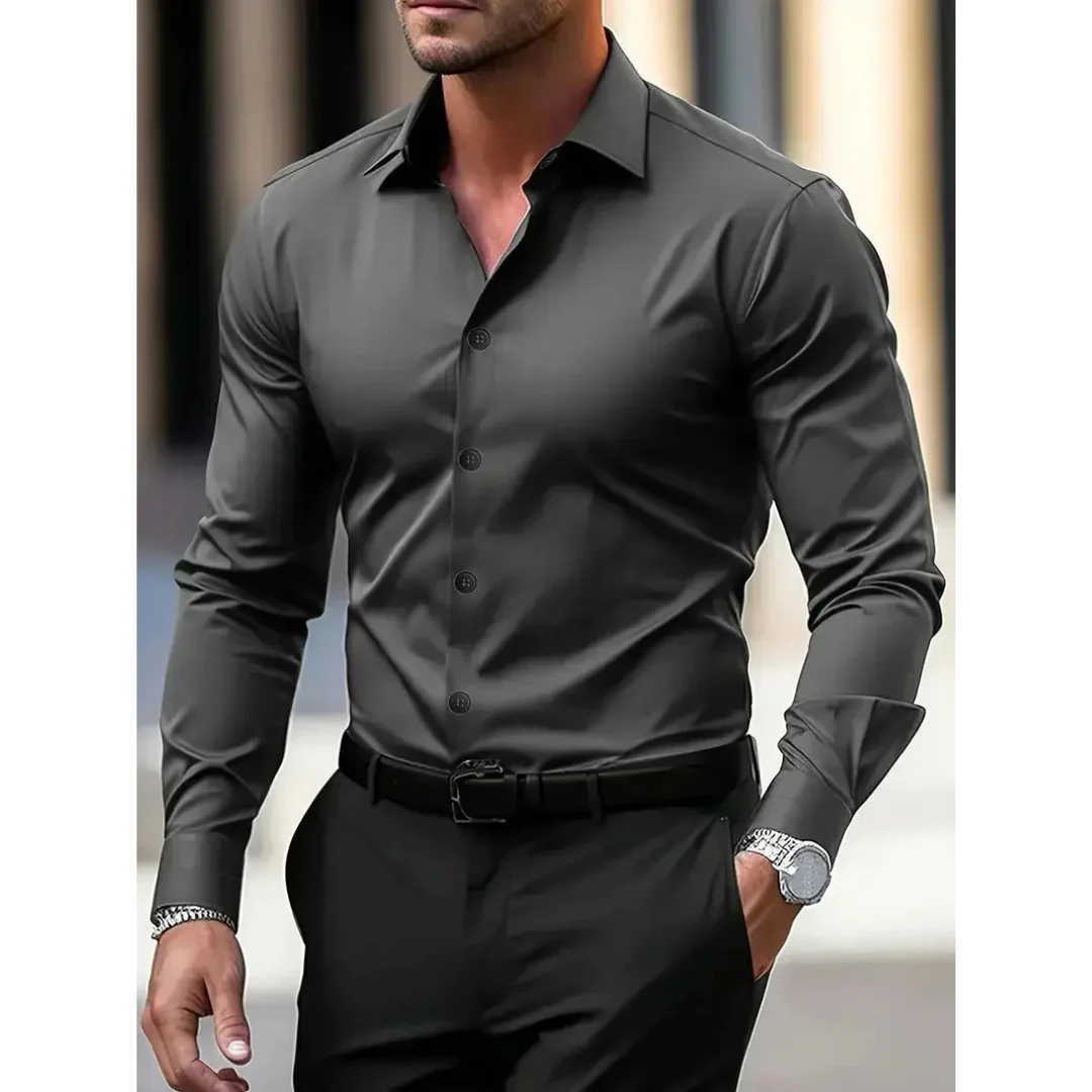 Chemise homme à manches longues, coupe slim, col classique - Heinrich
