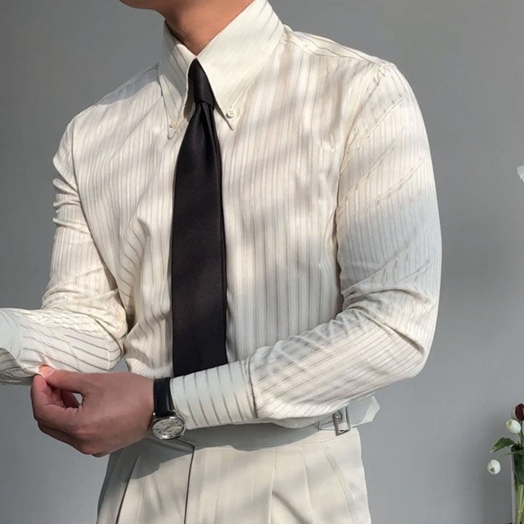 Chemise à manches longues à rayures texturées - Matteo