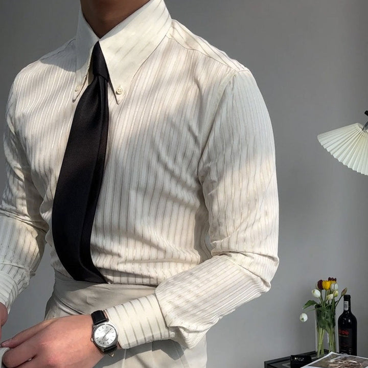 Chemise à manches longues à rayures texturées - Matteo