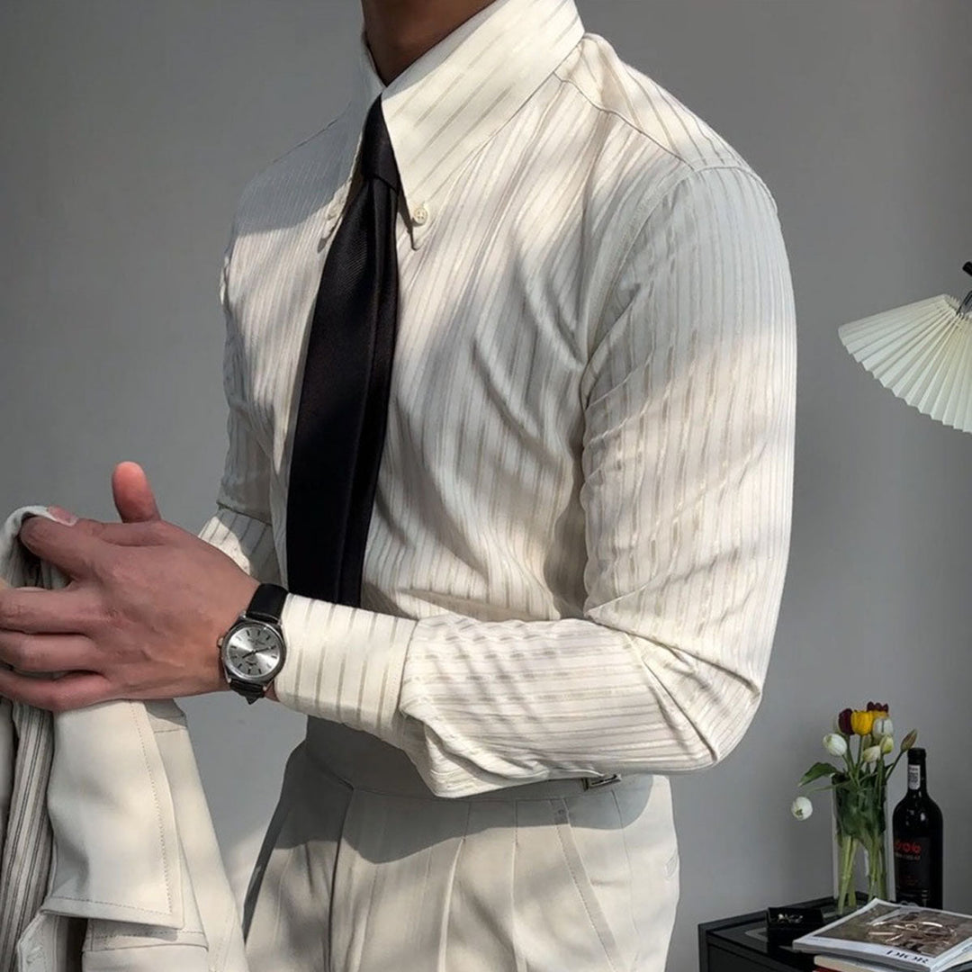 Chemise à manches longues à rayures texturées - Matteo