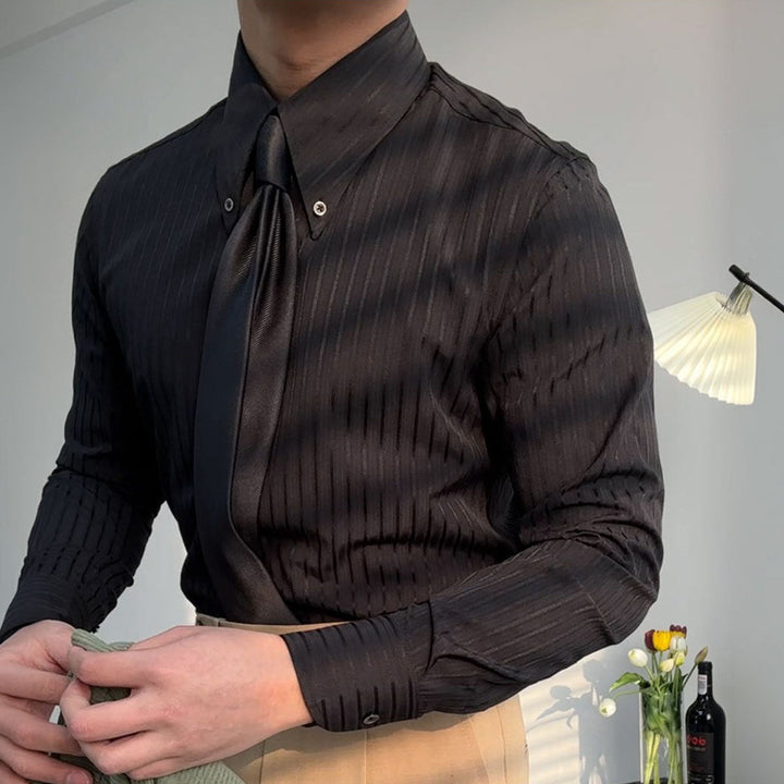 Chemise à manches longues à rayures texturées - Matteo