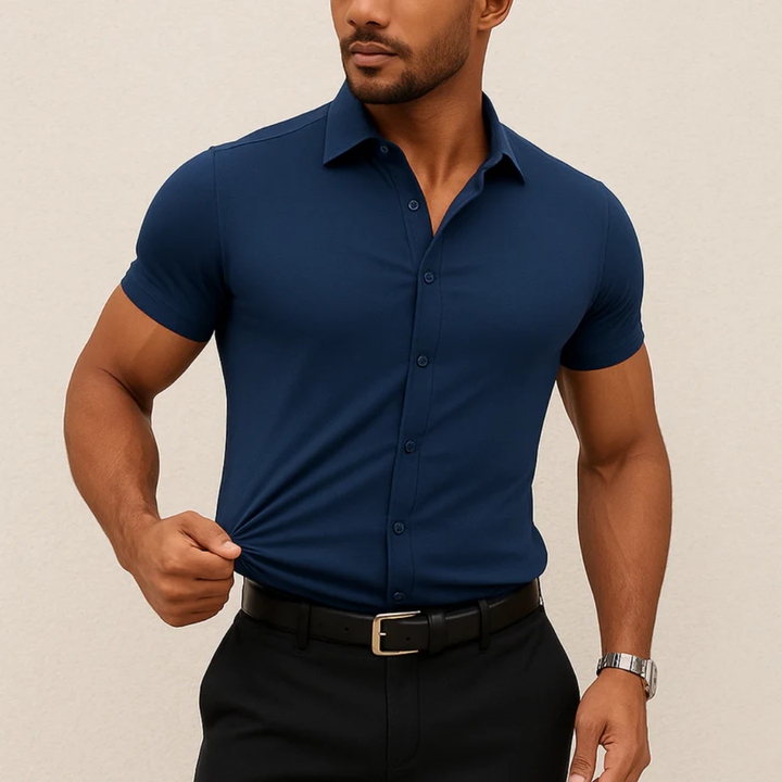 Chemise unie à manches courtes pour homme - Clemens