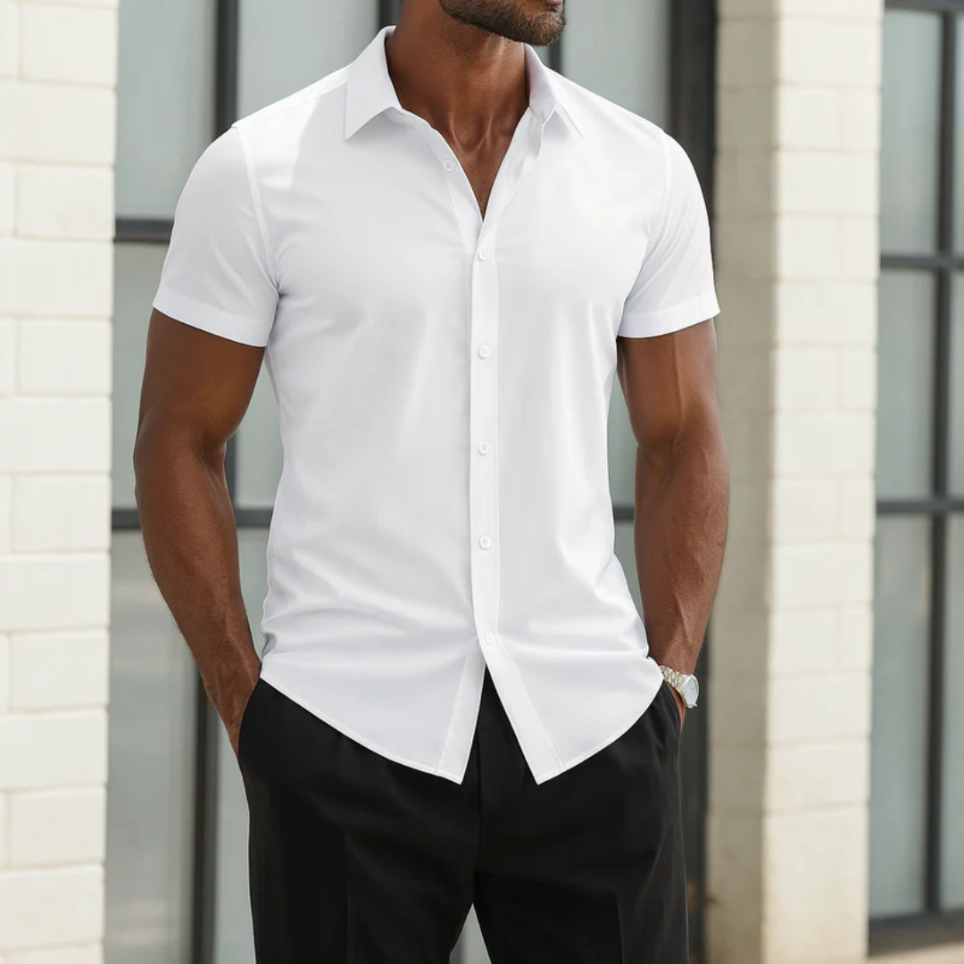 Chemise unie à manches courtes pour homme - Clemens