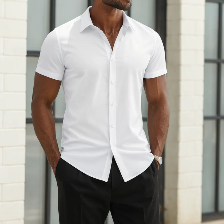 Chemise unie à manches courtes pour homme - Clemens