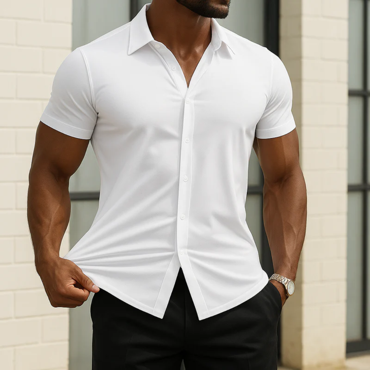 Chemise unie à manches courtes pour homme - Clemens