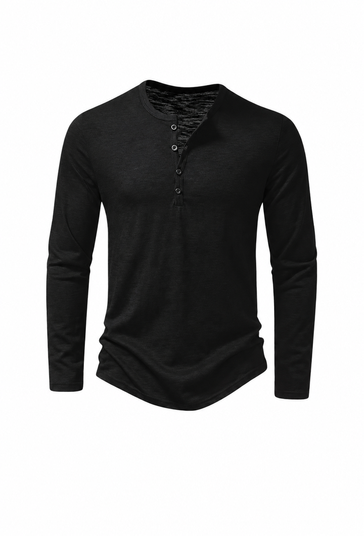 T-shirt homme à manches longues, col rond, effet marbré - Bastian