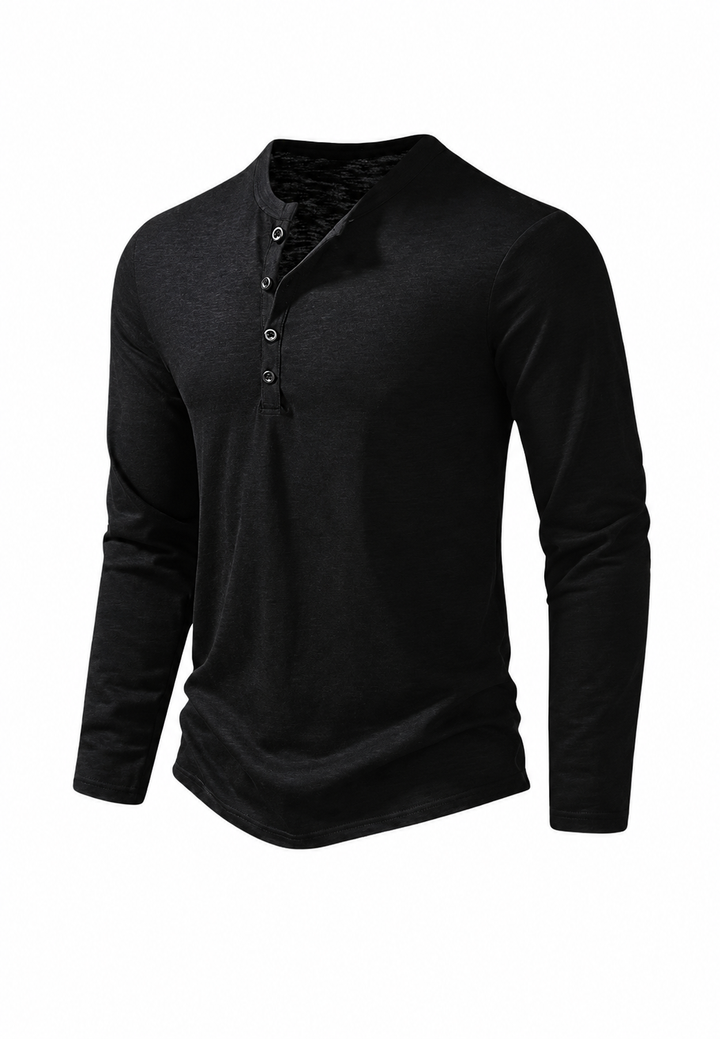T-shirt homme à manches longues, col rond, effet marbré - Bastian