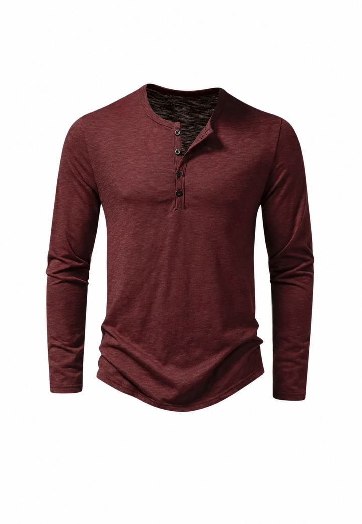T-shirt homme à manches longues, col rond, effet marbré - Bastian