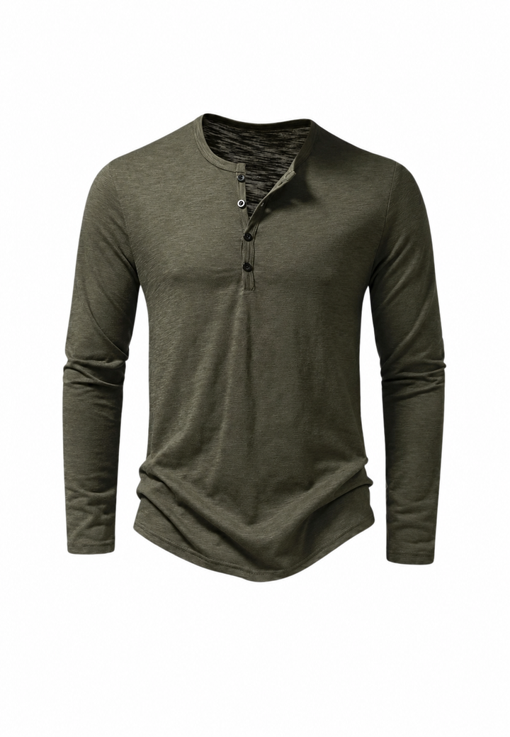 T-shirt homme à manches longues, col rond, effet marbré - Bastian