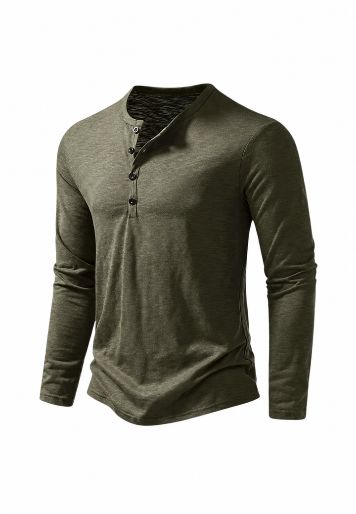 T-shirt homme à manches longues, col rond, effet marbré - Bastian
