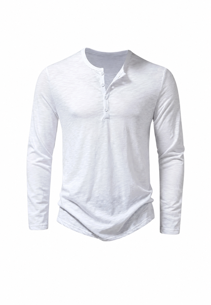 T-shirt homme à manches longues, col rond, effet marbré - Bastian