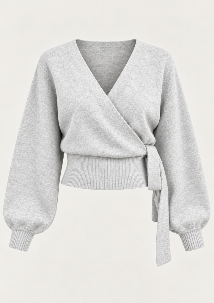 Cardigan cache-cœur femme en maille col V lien latéral - Zelinde