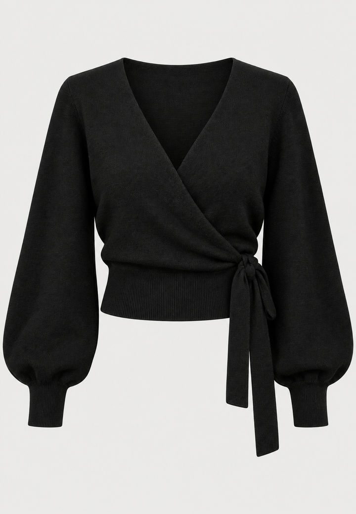 Cardigan cache-cœur femme en maille col V lien latéral - Zelinde