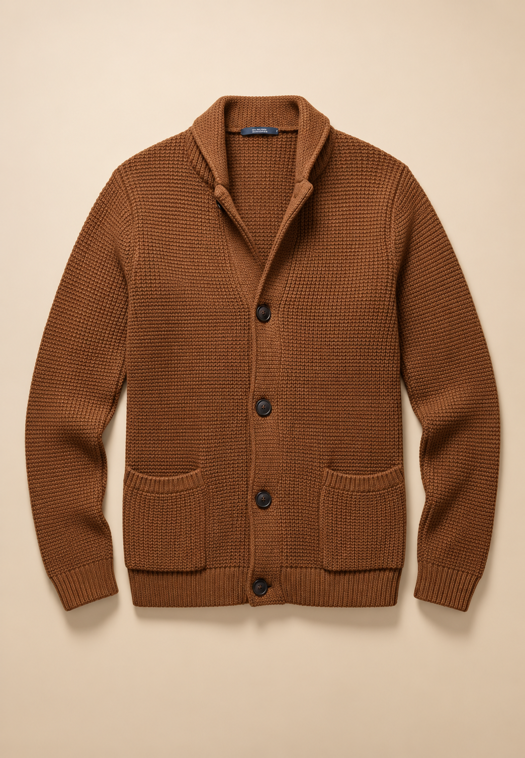 Cardigan homme à boutons, col Perkins, maille texturée, poches - Cedric