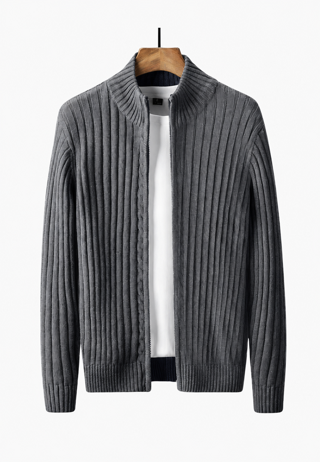 Cardigan homme à fermeture éclair sur toute la longueur et col montant - Isandro