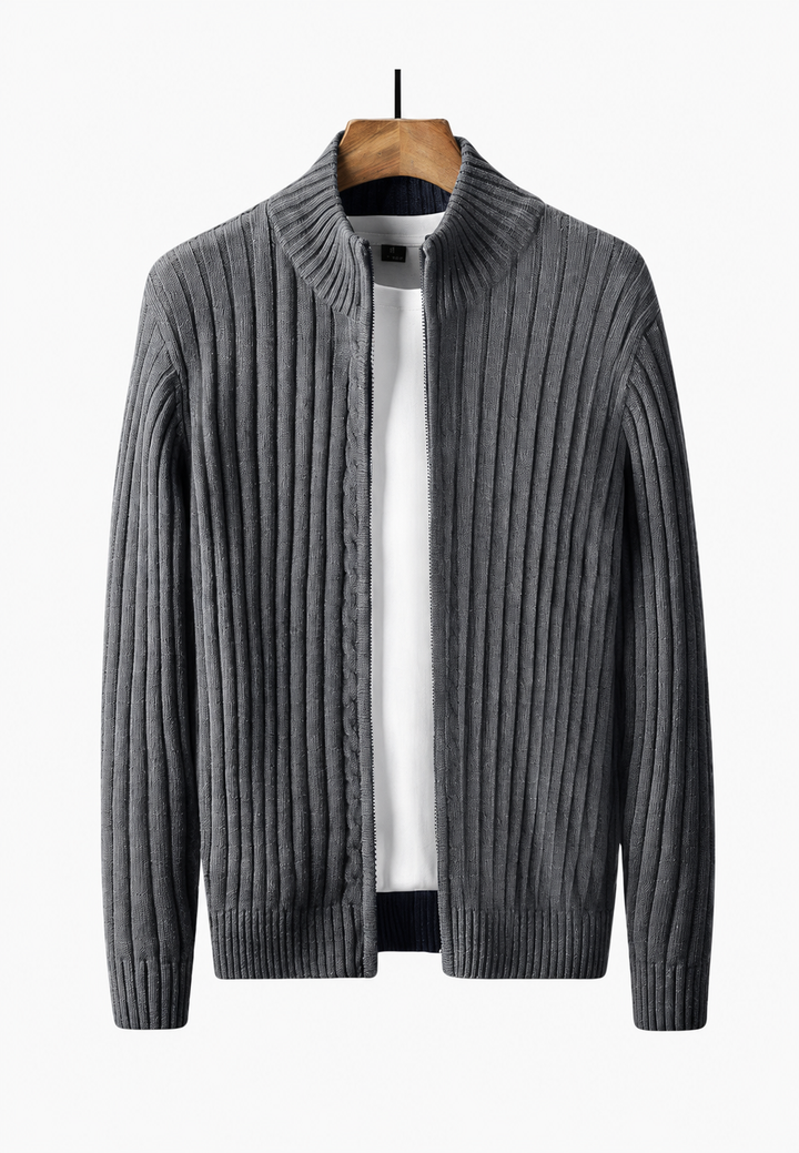 Cardigan homme à fermeture éclair sur toute la longueur et col montant - Isandro