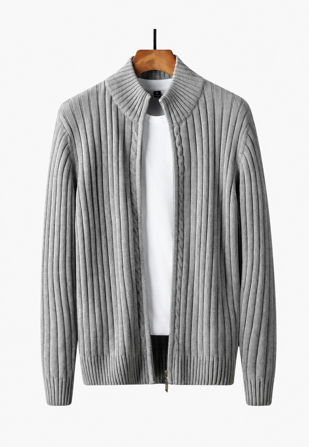 Cardigan homme à fermeture éclair sur toute la longueur et col montant - Isandro