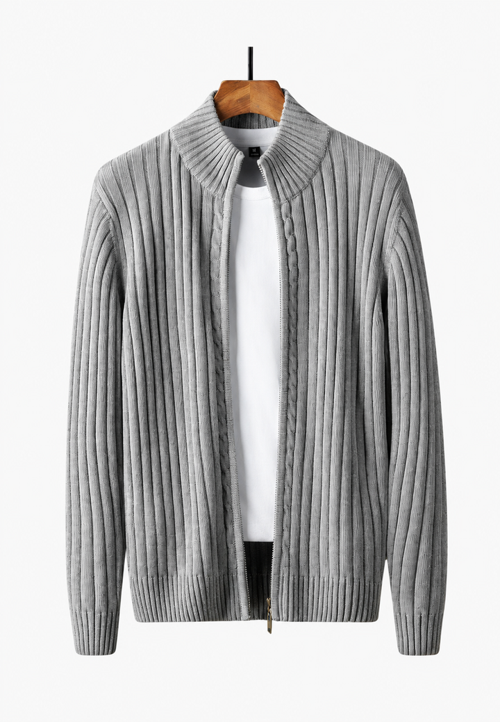 Cardigan homme à fermeture éclair sur toute la longueur et col montant - Isandro