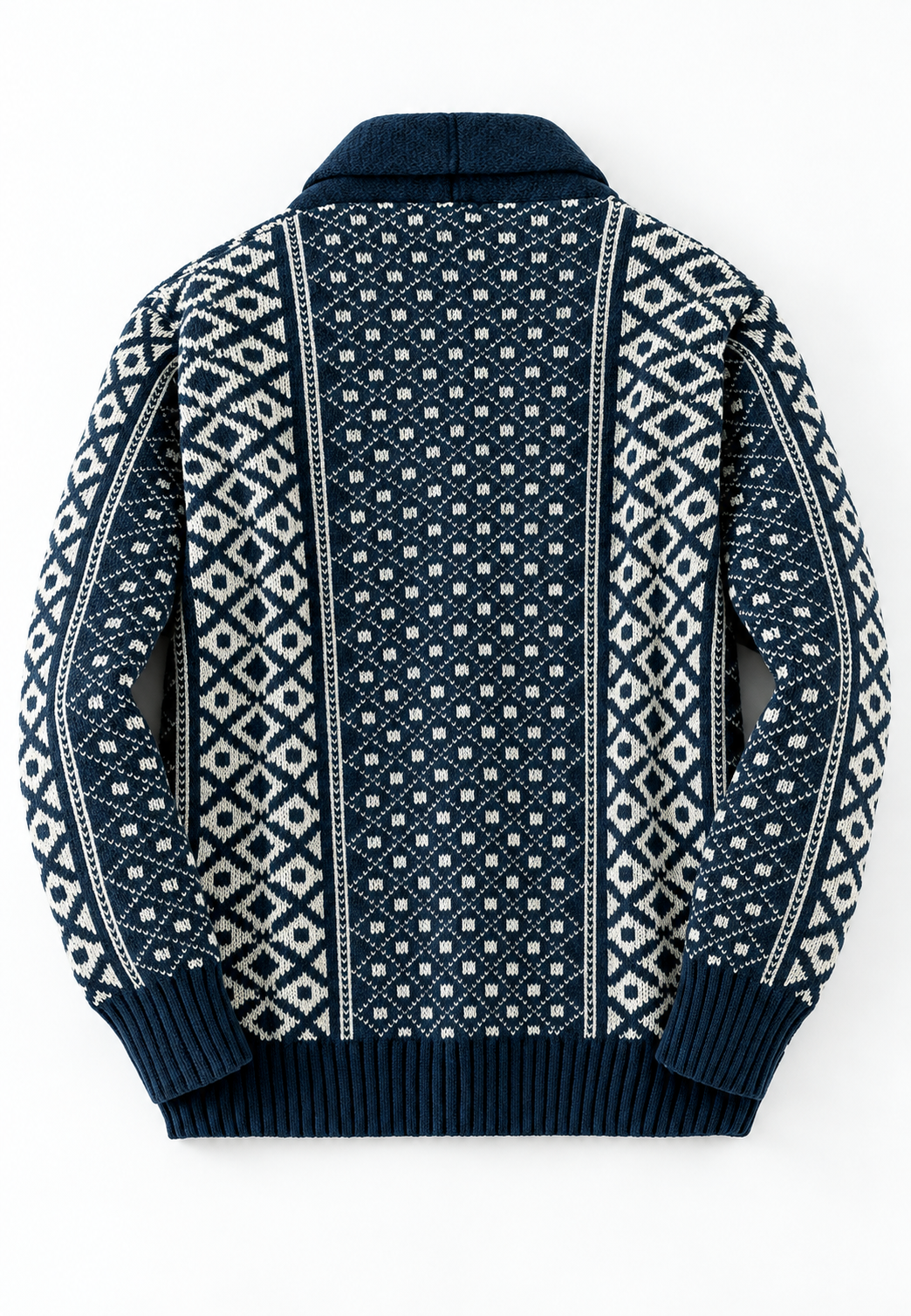Cardigan en maille jacquard géométrique col châle boutonné - Dariel