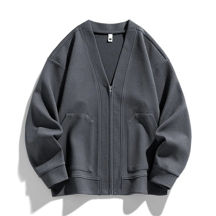 Cardigan homme en maille texturée, avec fermeture éclair et poches - Ciro