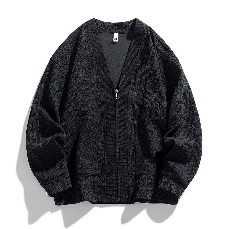 Cardigan homme en maille texturée, avec fermeture éclair et poches - Ciro