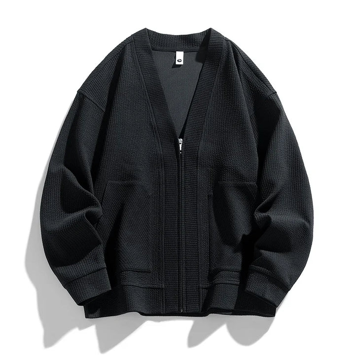 Cardigan homme en maille texturée, avec fermeture éclair et poches - Ciro
