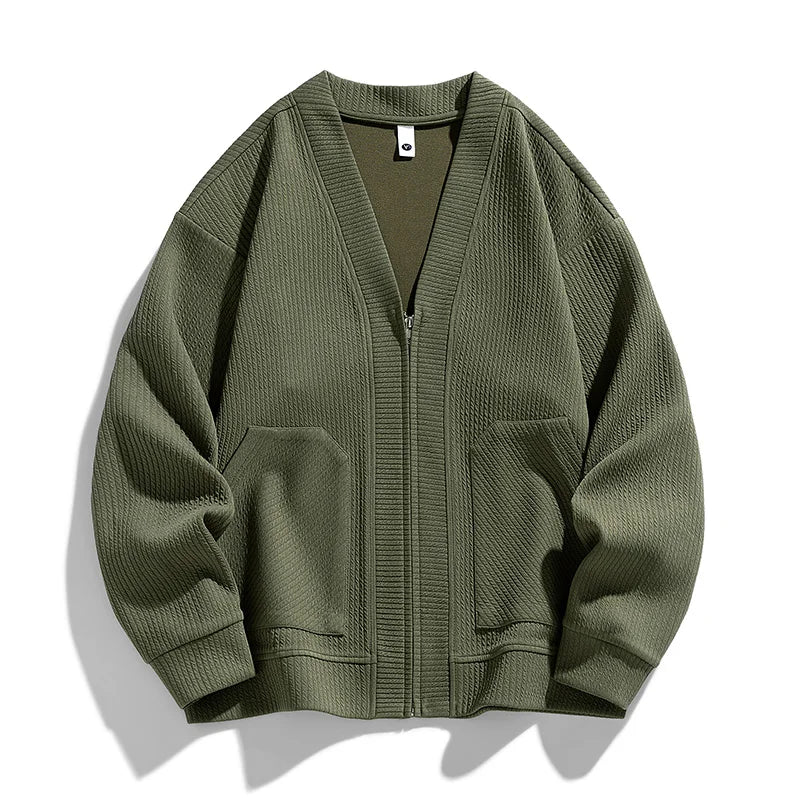 Cardigan homme en maille texturée, avec fermeture éclair et poches - Ciro