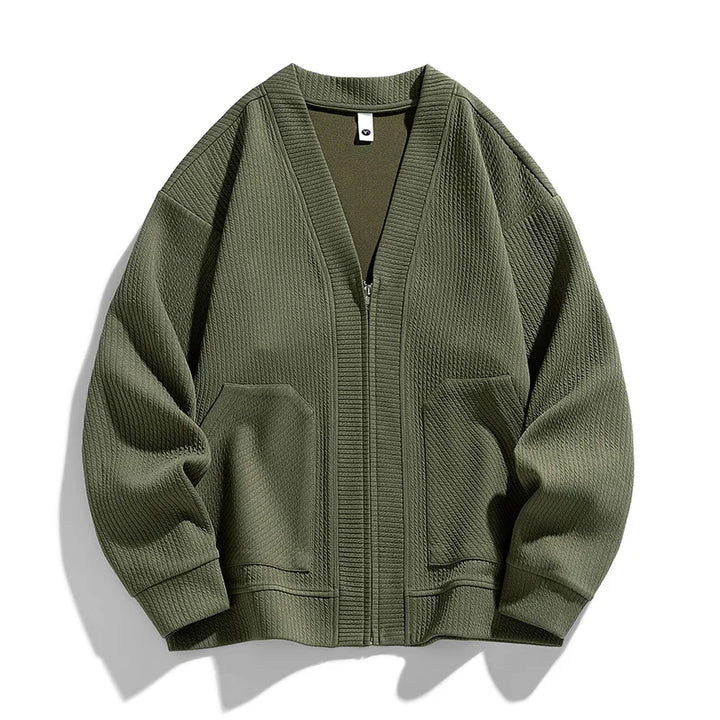 Cardigan homme en maille texturée, avec fermeture éclair et poches - Ciro
