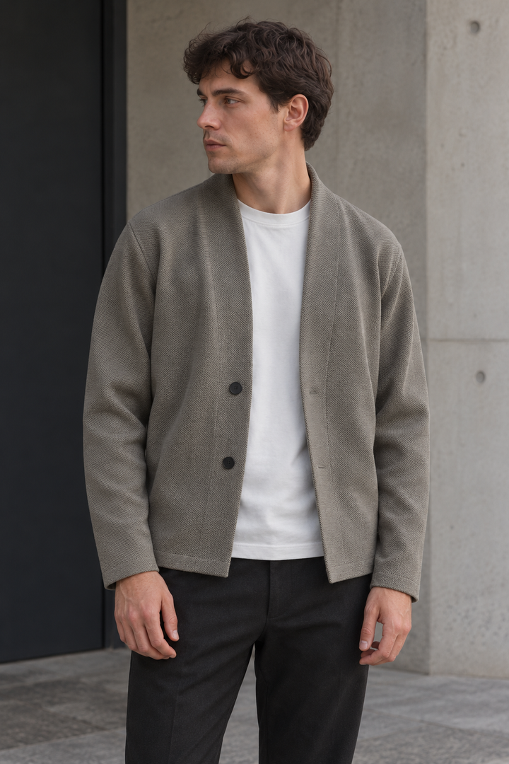 Élégant cardigan en maille avec boutons et col châle - Salvatore