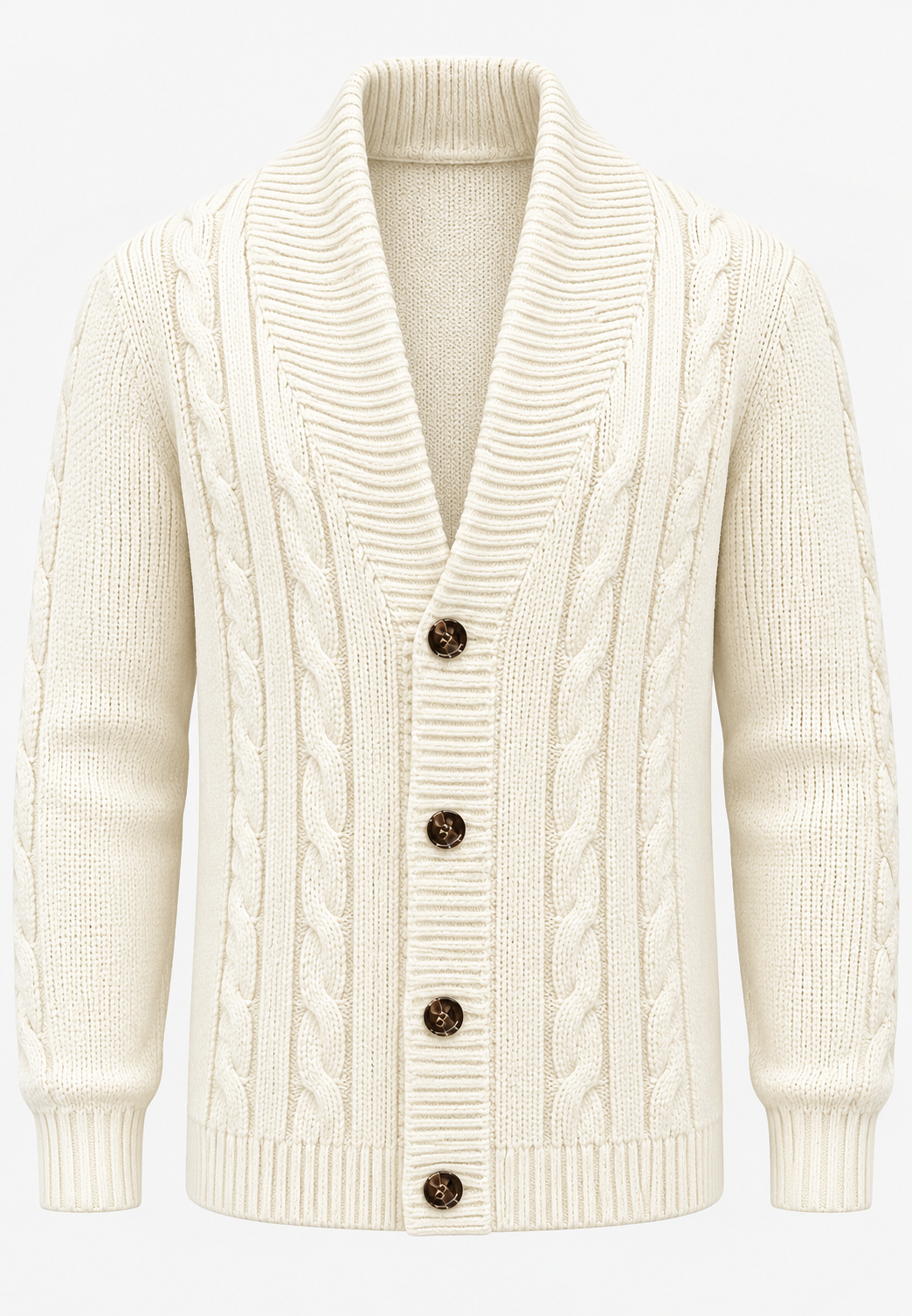 Cardigan homme en maille torsadée, col châle, boutons - Gauthier