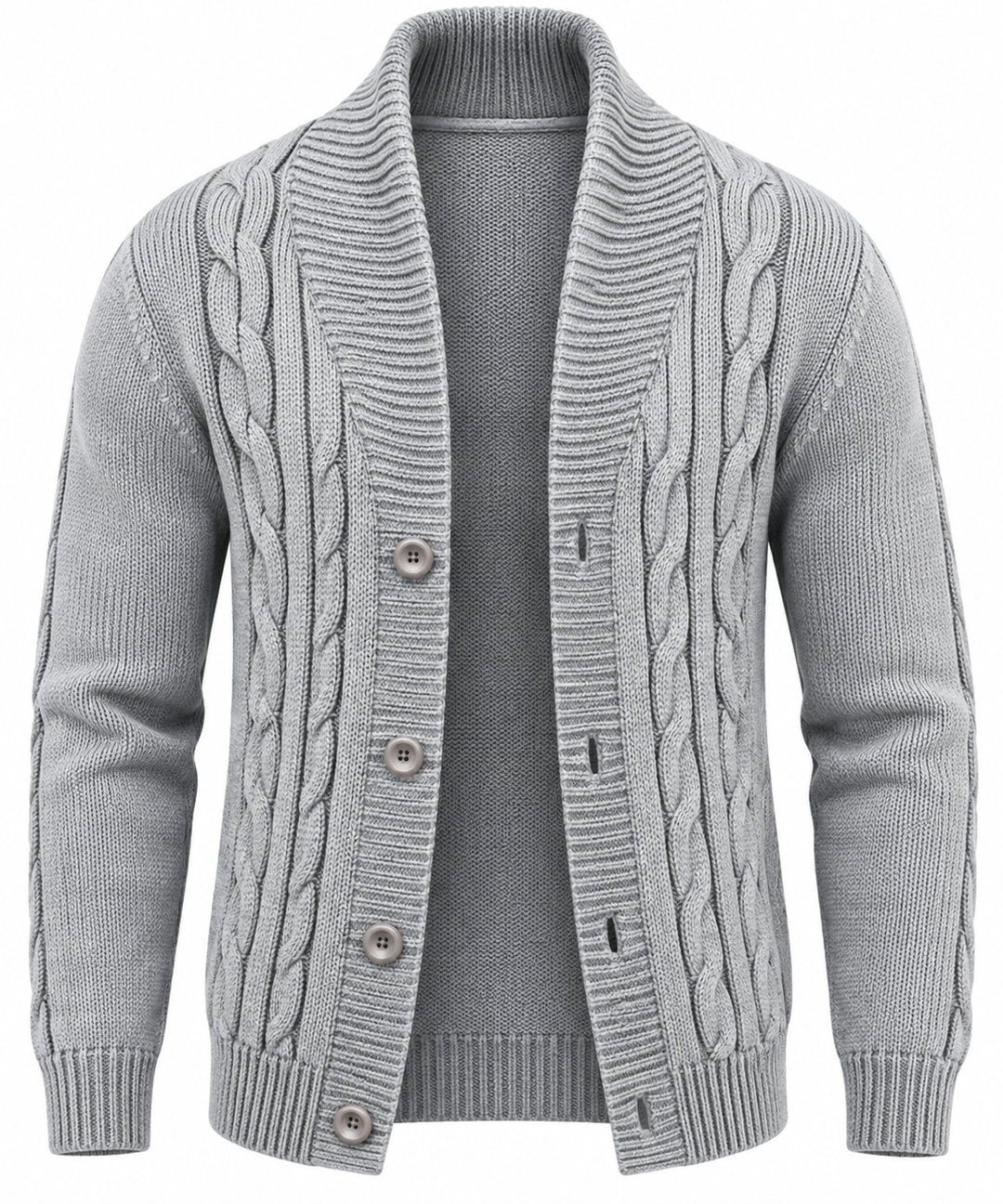 Cardigan homme en maille torsadée, col châle, boutons - Gauthier