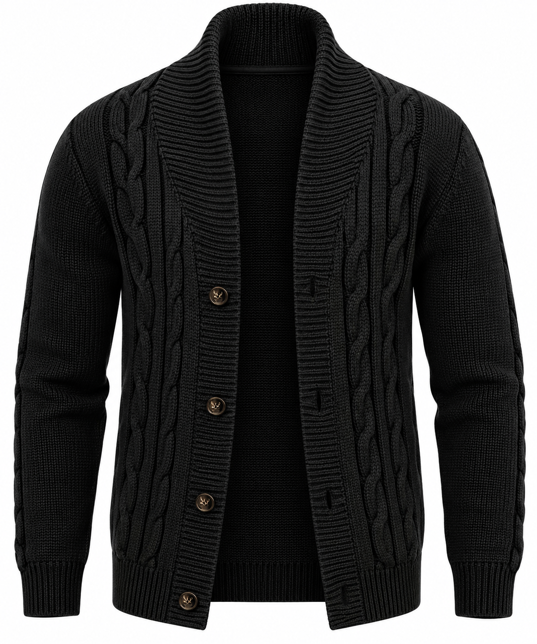 Cardigan homme en maille torsadée, col châle, boutons - Gauthier