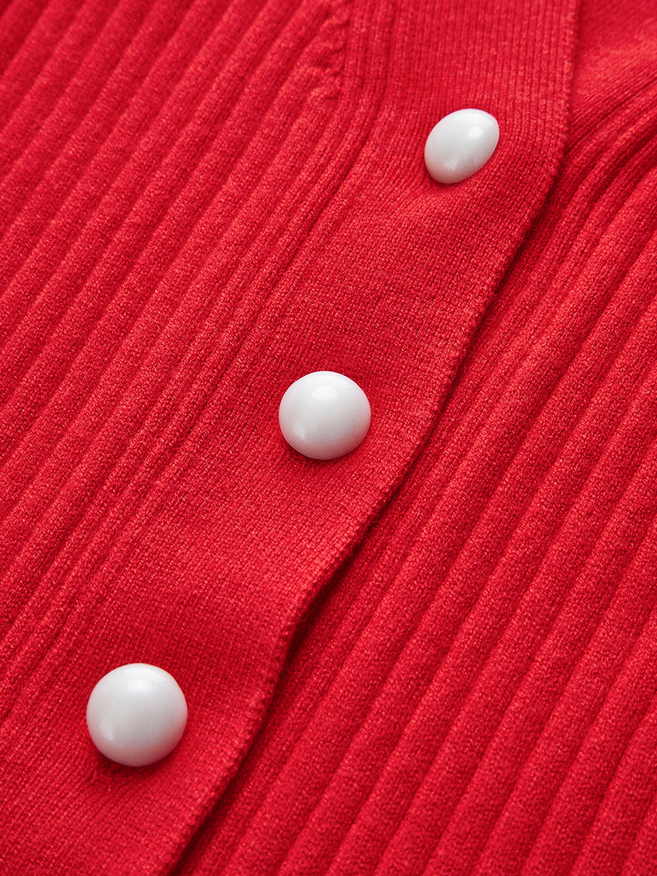 Cardigan en maille côtelée à boutons pour femme - Hedda