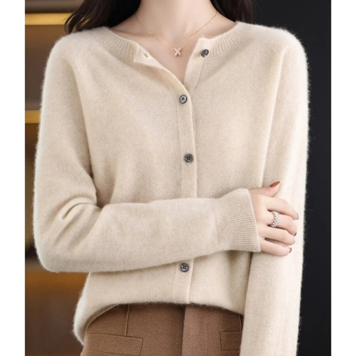 Cardigan femme à col rond et boutons sur le devant - Lauffy