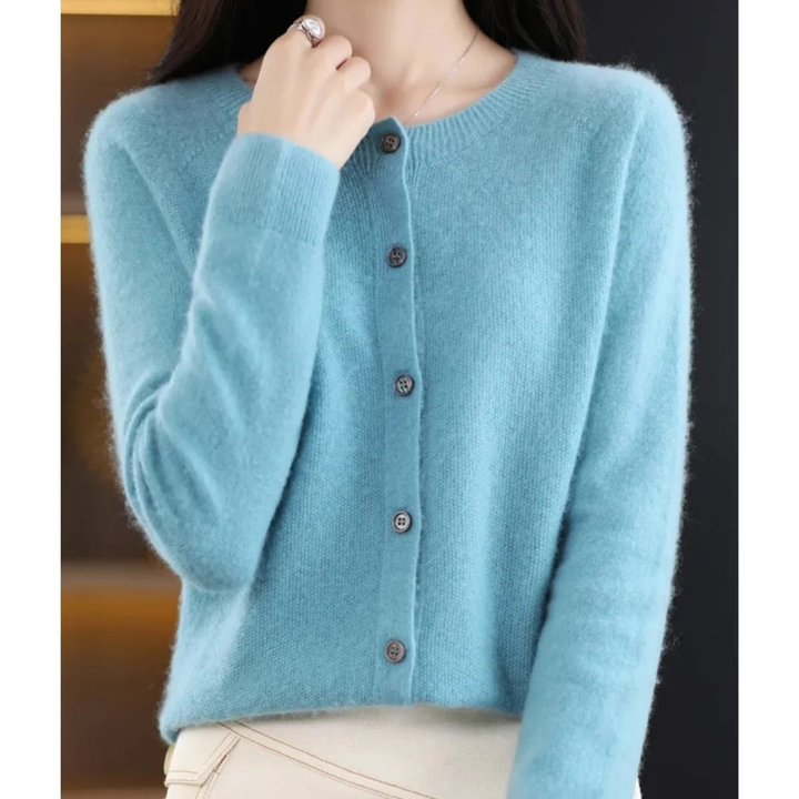 Cardigan femme à col rond et boutons sur le devant - Lauffy