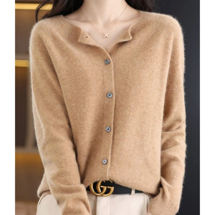 Cardigan femme à col rond et boutons sur le devant - Lauffy